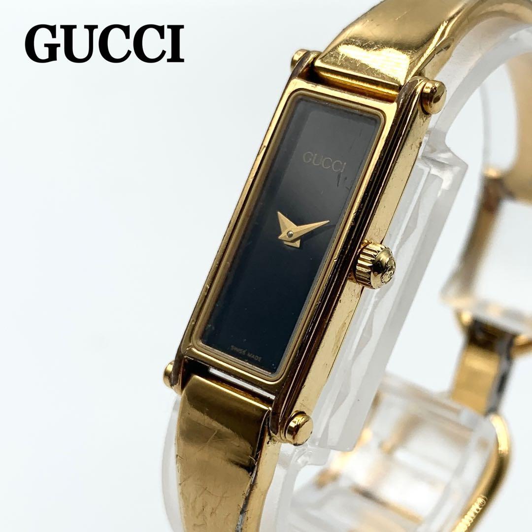 【新品電池 稼働】GUCCI レディース腕時計 1500L ブレスウォッチ 黒.