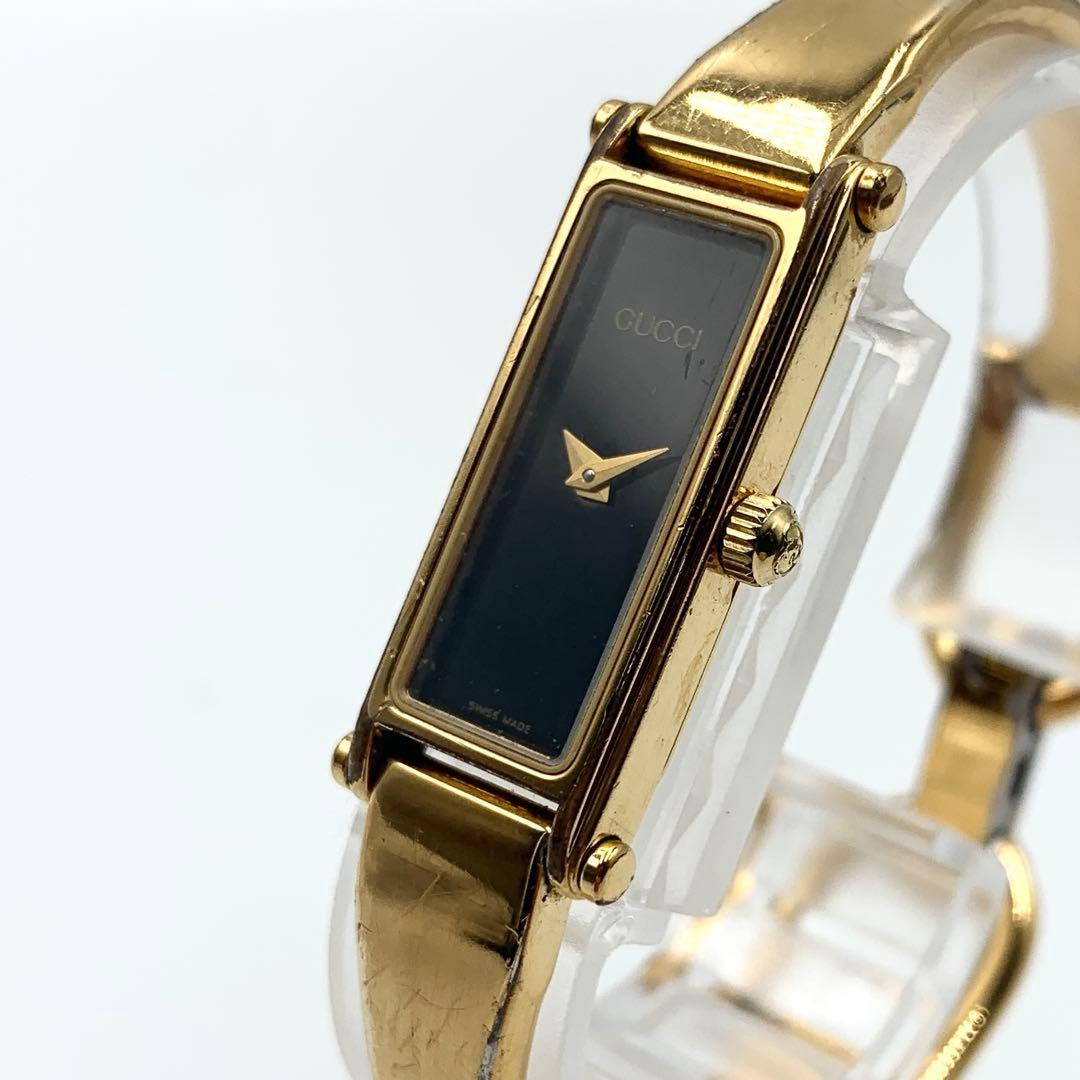 【新品電池 稼働】GUCCI レディース腕時計 1500L ブレスウォッチ 黒.