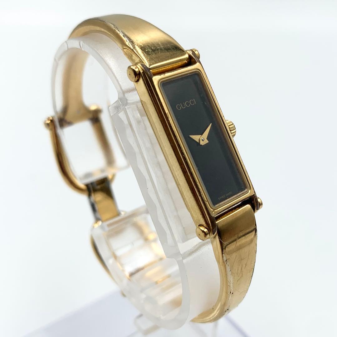 【新品電池 稼働】GUCCI レディース腕時計 1500L ブレスウォッチ 黒.