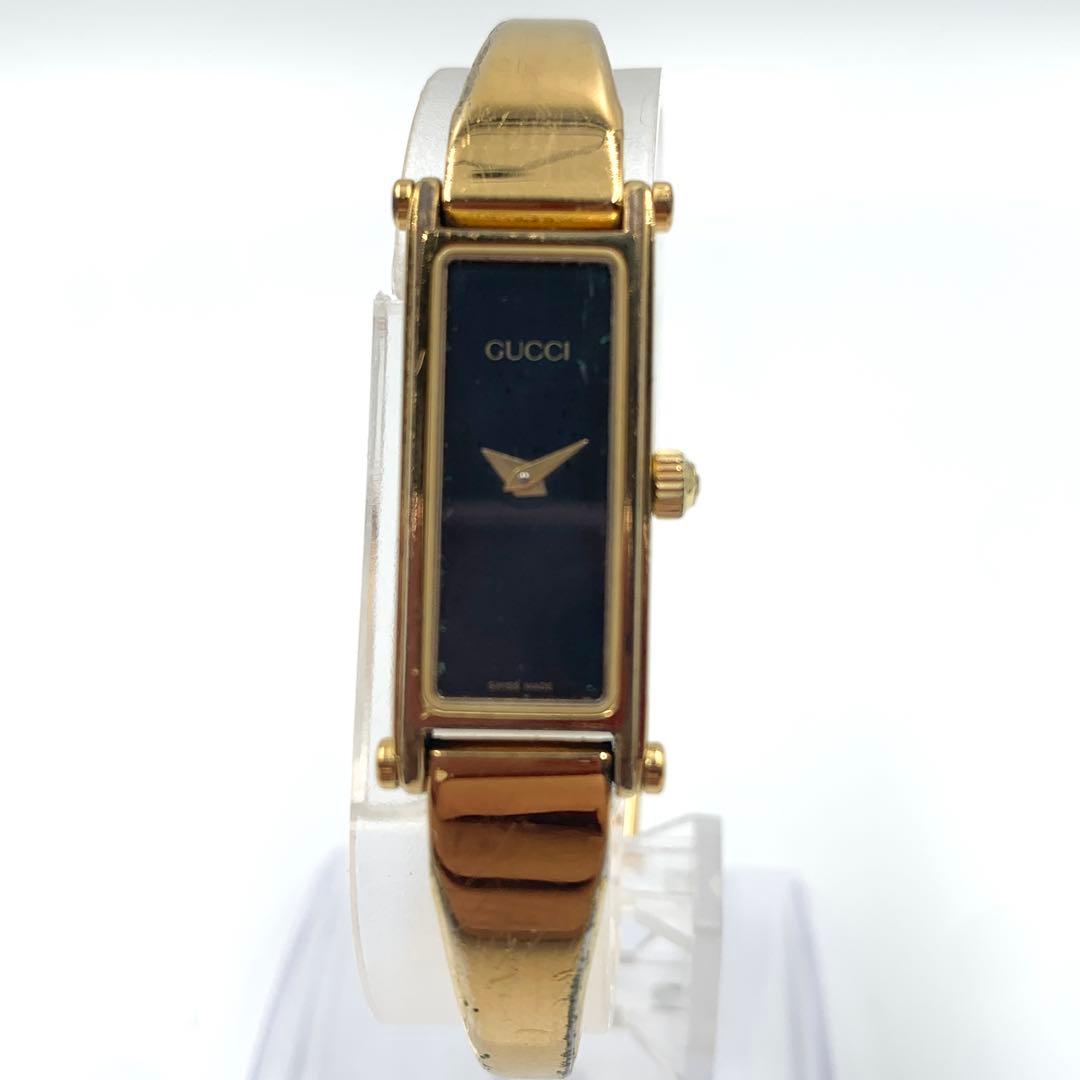 【新品電池 稼働】GUCCI レディース腕時計 1500L ブレスウォッチ 黒.