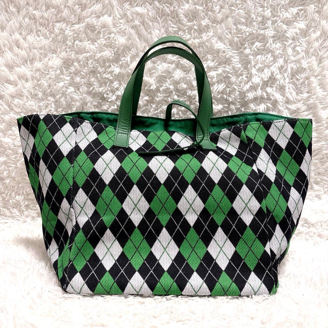 【新品】パーリーゲイツ カートバッグ トートバッグ アーガイル柄 グリーン