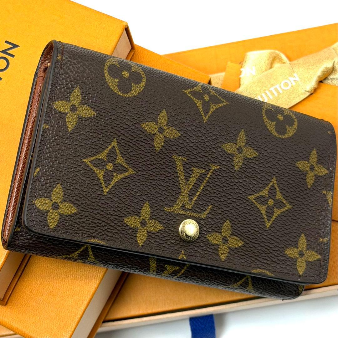 美品 ルイヴィトン モノグラム ポルトモネ ビエ トレゾール L字 財布 茶色