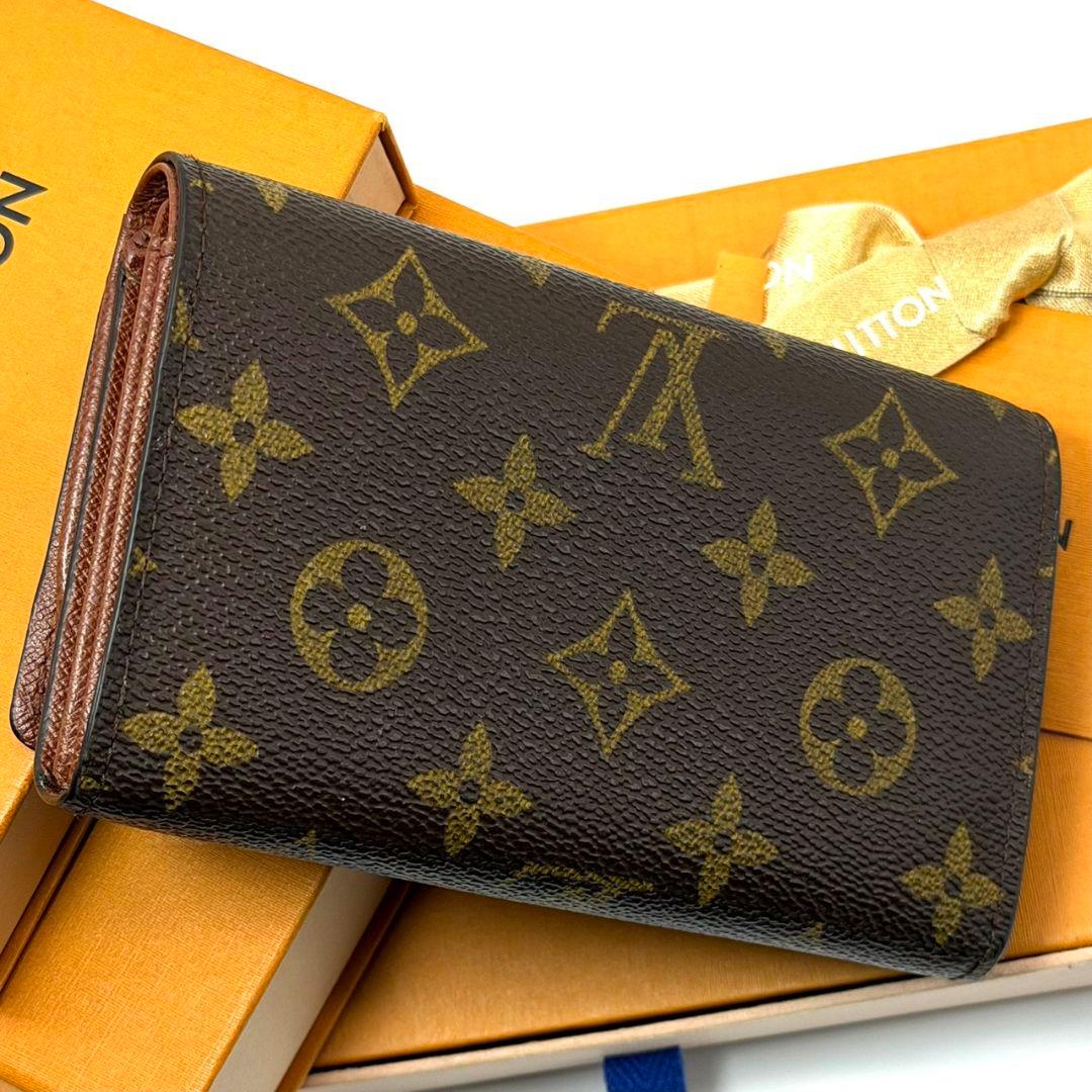 美品 ルイヴィトン モノグラム ポルトモネ ビエ トレゾール L字 財布 茶色