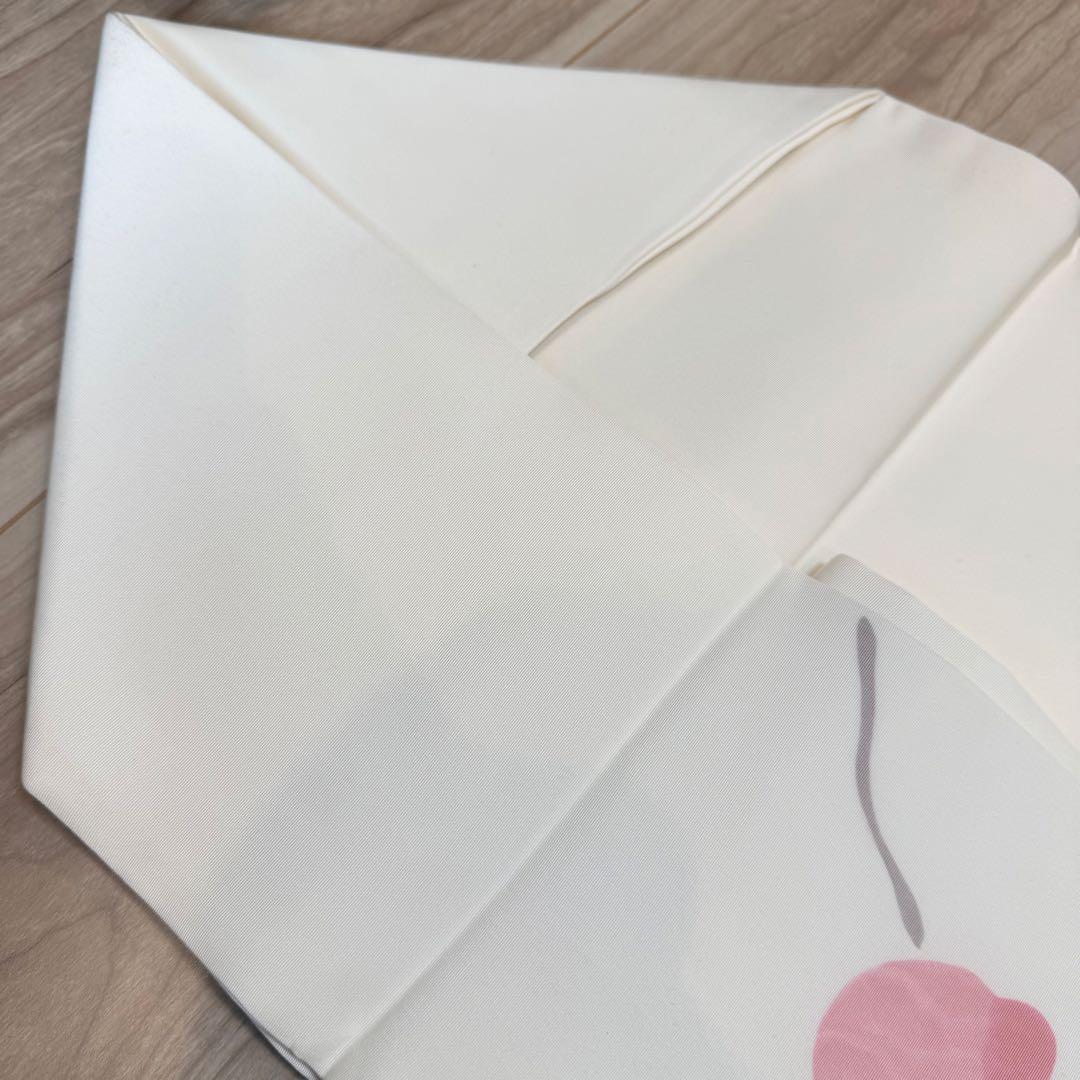 超美品　正絹　九寸　名古屋帯　着物　高久空木　白　赤　ピンク　蘭　374