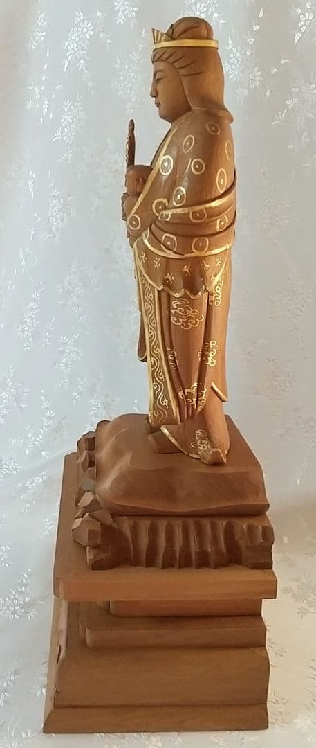 鬼子母神立像 天女形 訶梨帝母 子安 子授け 安産 守り神 木彫 仏像#507