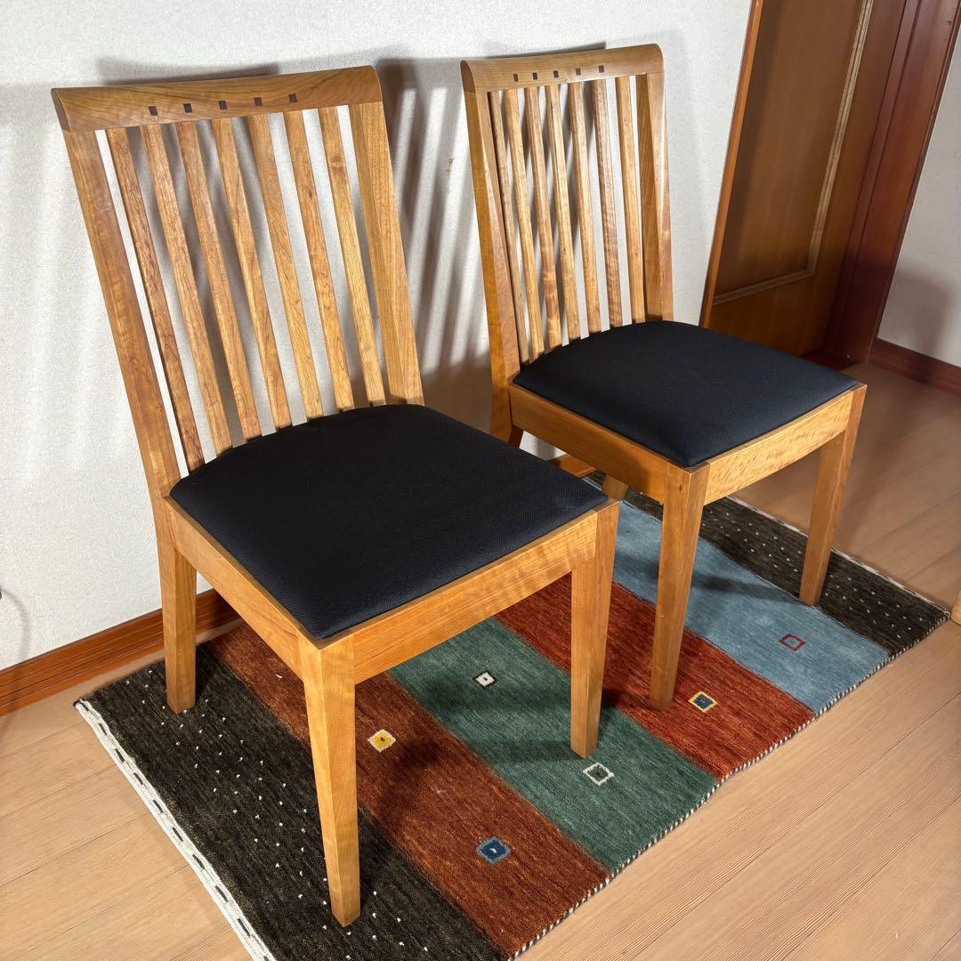 【美品】朝日木材加工 BOSCO ボスコ ダイニングチェア アームレス2脚セット