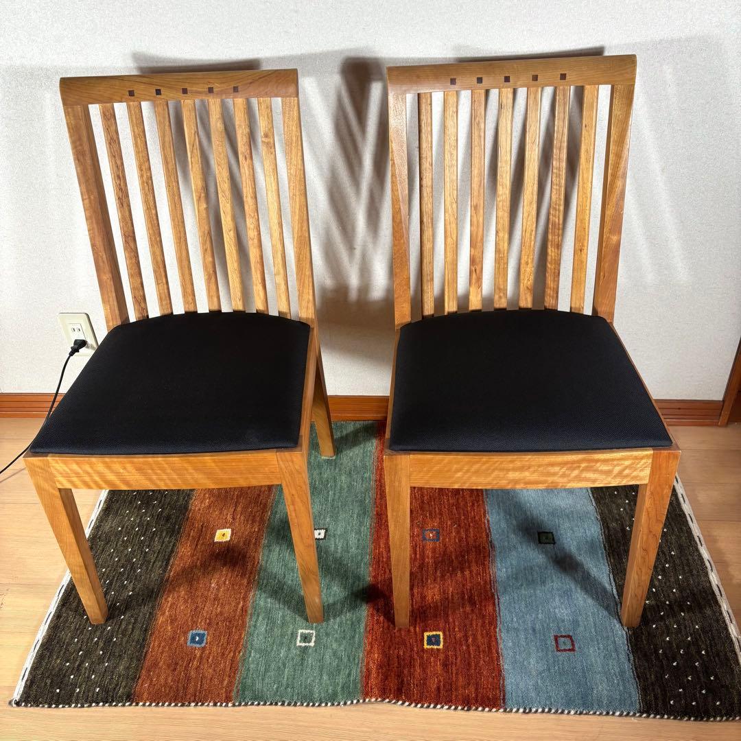 【美品】朝日木材加工 BOSCO ボスコ ダイニングチェア アームレス2脚セット