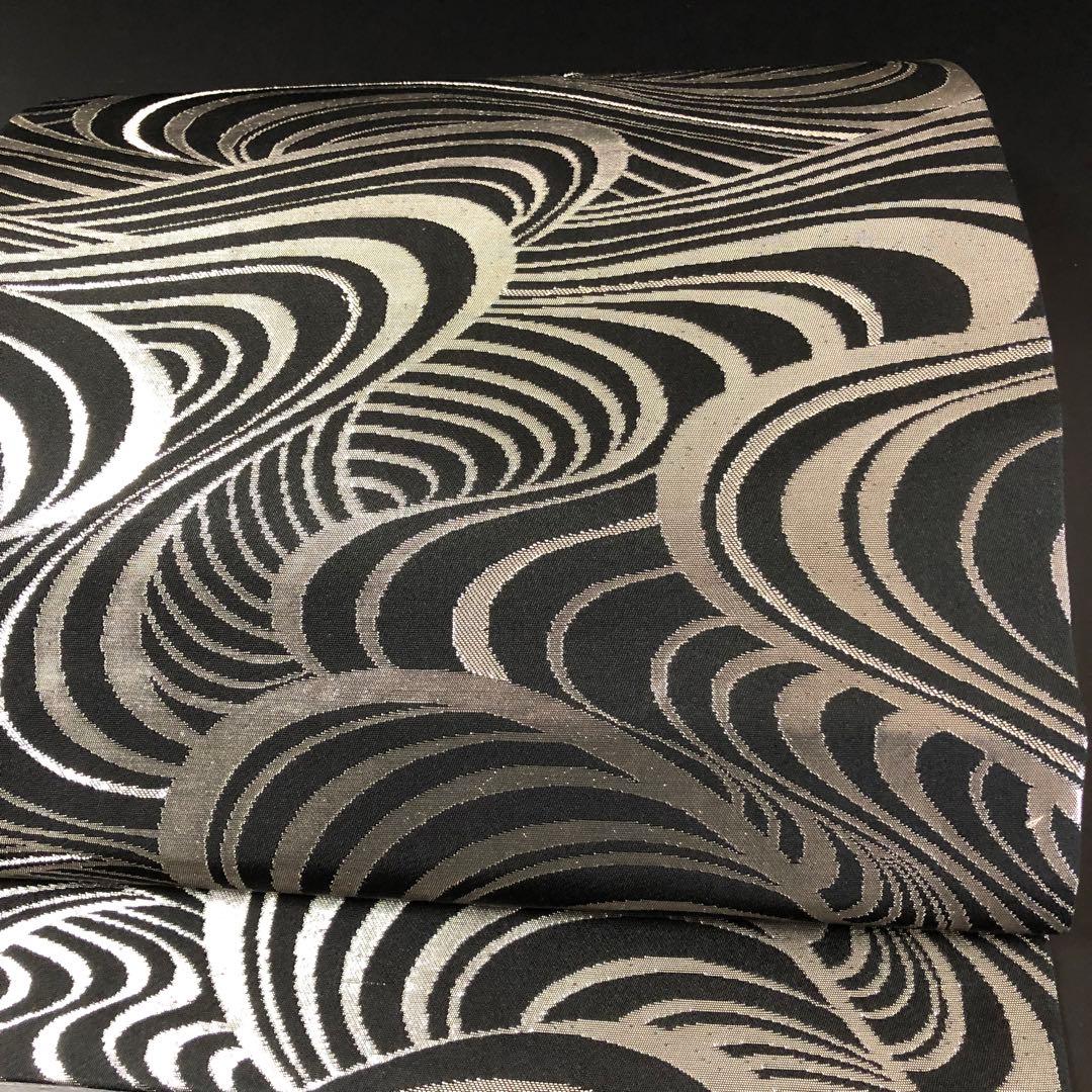 SO-750 名古屋帯 名古屋仕立て 六通 九寸 正絹 モダン 波 渦