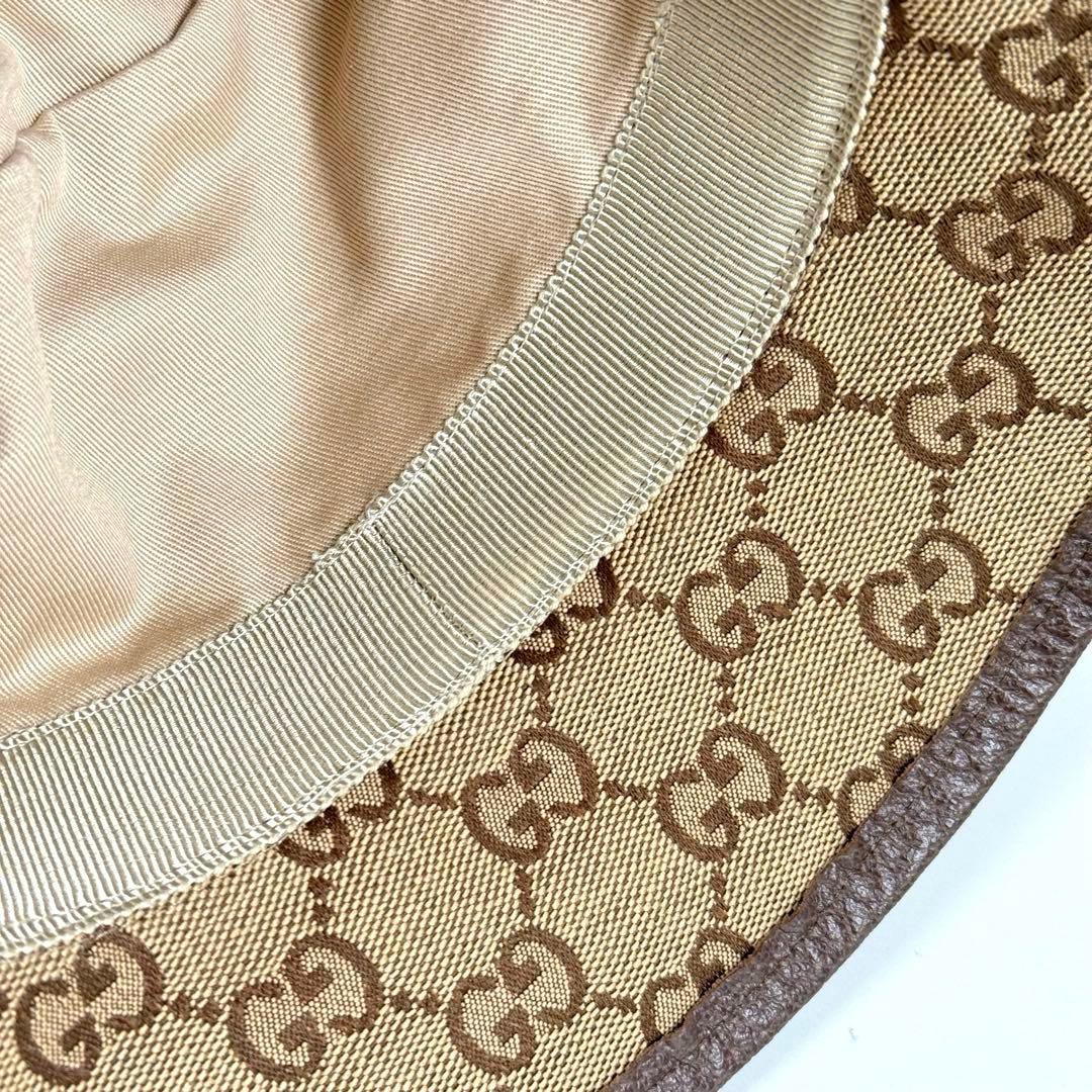 【ほぼ未使用】グッチ バケットハット GGキャンバス ブラウン Sサイズ 57