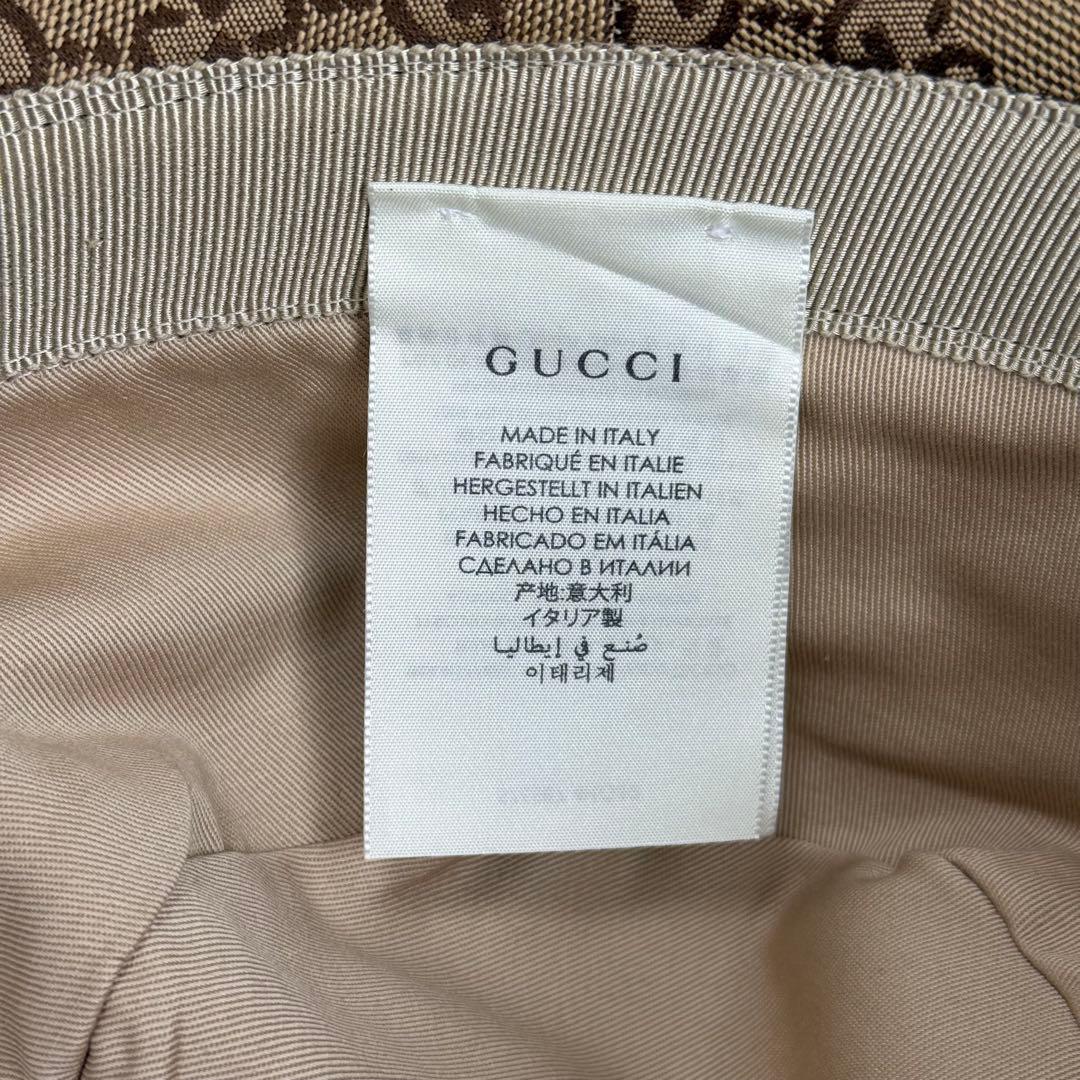 【ほぼ未使用】グッチ バケットハット GGキャンバス ブラウン Sサイズ 57