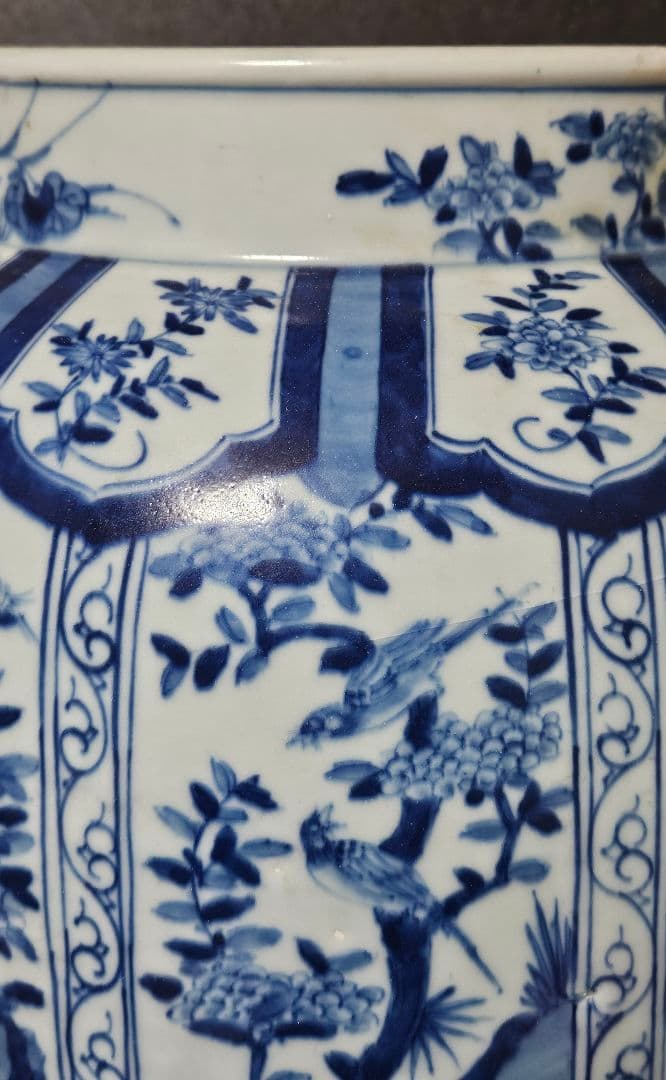 【専用ページ❗】中国古陶磁器　清朝清代　青華　鳥に草花図　高さ40.6cm　大壺