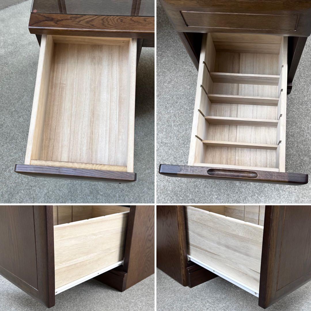 美品✴︎カリモク ドレッサー 3面鏡 化粧台 鏡台 ライト付 スツール付