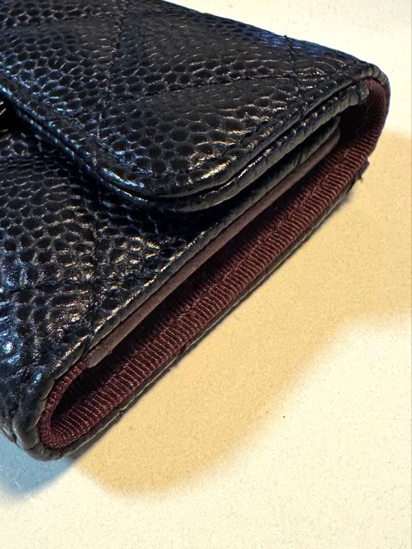 ♦︎極美品♦︎CHANELマトラッセキャビアスキンキーケース ブラック ゴールド金具