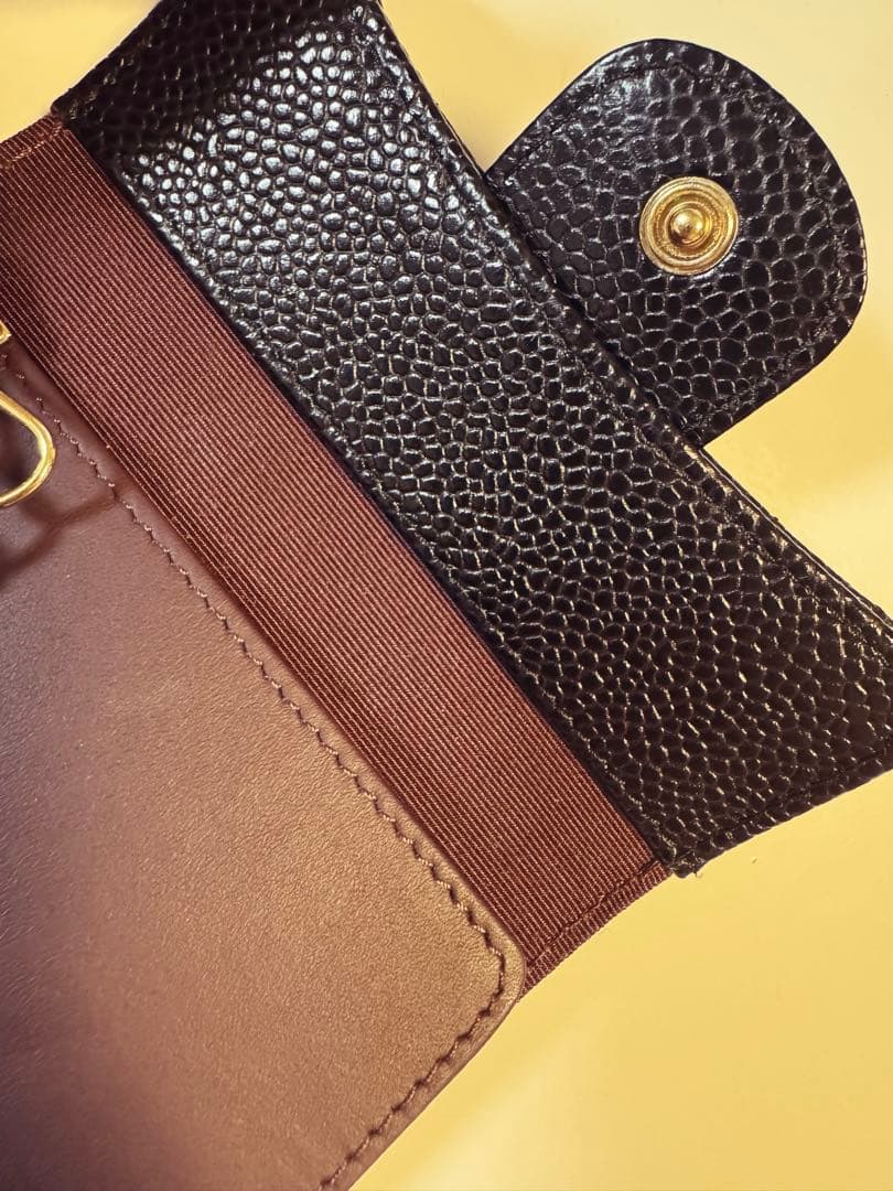 ♦︎極美品♦︎CHANELマトラッセキャビアスキンキーケース ブラック ゴールド金具