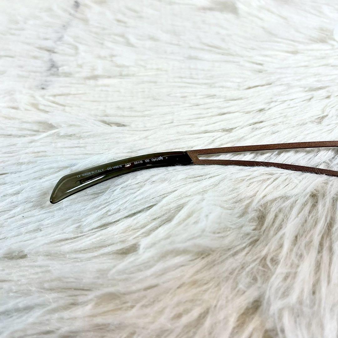 美品　GUCCI　GGロゴ　サングラス　GG1486　ブラウンレンズ・フレーム