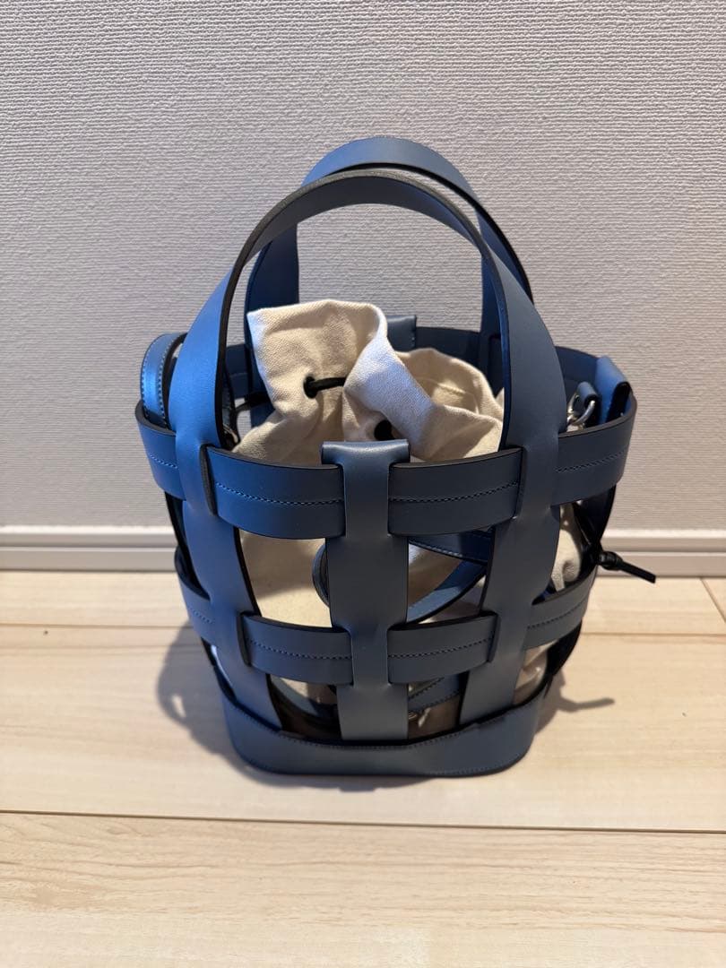 レザーかごバッグ（ショルダー付き）