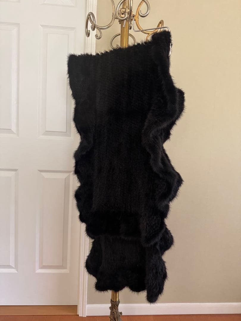 ブラック リアルファー ショール ストール 高級毛皮 フォーマル