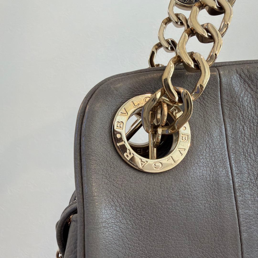 やーこ 【Used】BVLGARI ブルガリ グレー レザーバッグ
