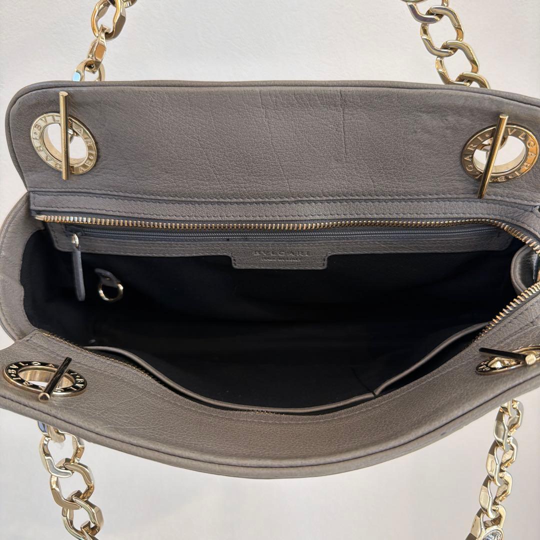 やーこ 【Used】BVLGARI ブルガリ グレー レザーバッグ