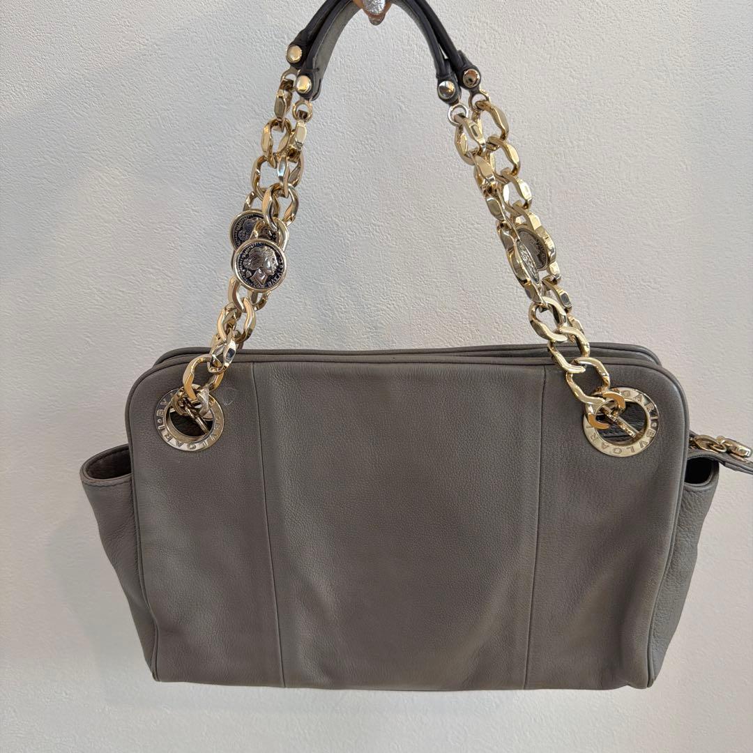 やーこ 【Used】BVLGARI ブルガリ グレー レザーバッグ