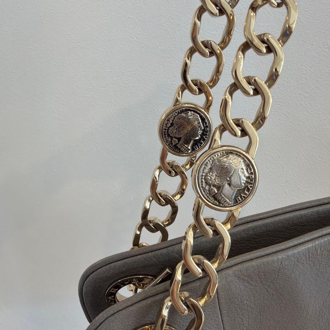 やーこ 【Used】BVLGARI ブルガリ グレー レザーバッグ