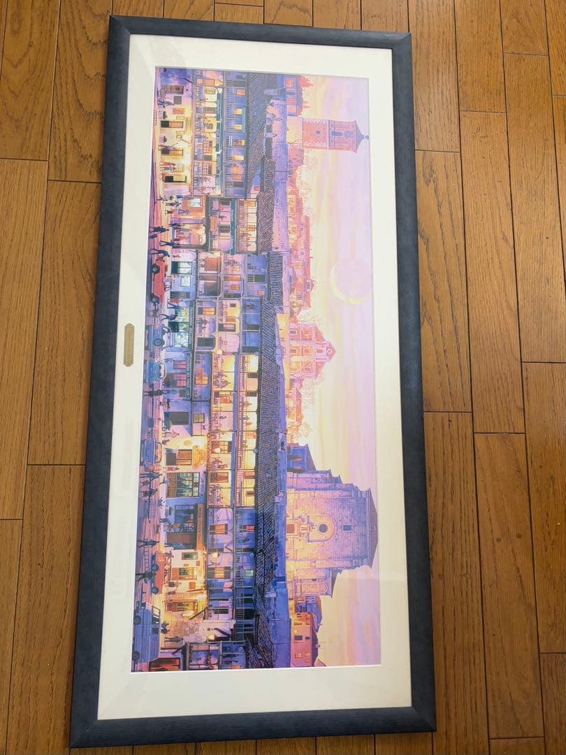 笹倉鉄平　マヨール広場　アートポスター　額装　HIBELL ART 45×100