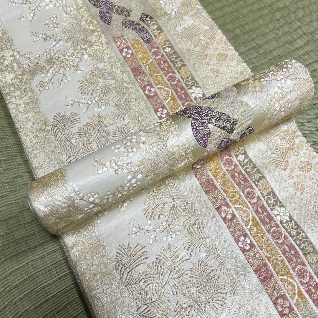 正絹　袋帯　【吉祥菱束ね】