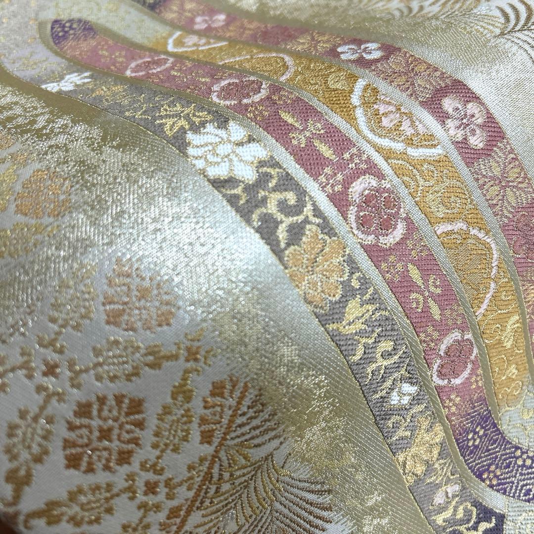 正絹　袋帯　【吉祥菱束ね】