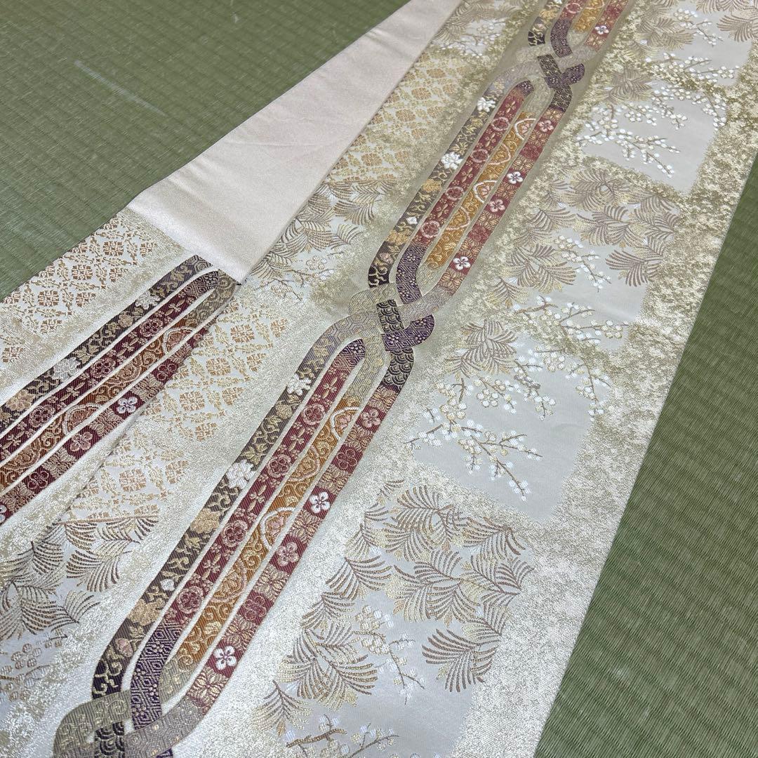 正絹　袋帯　【吉祥菱束ね】