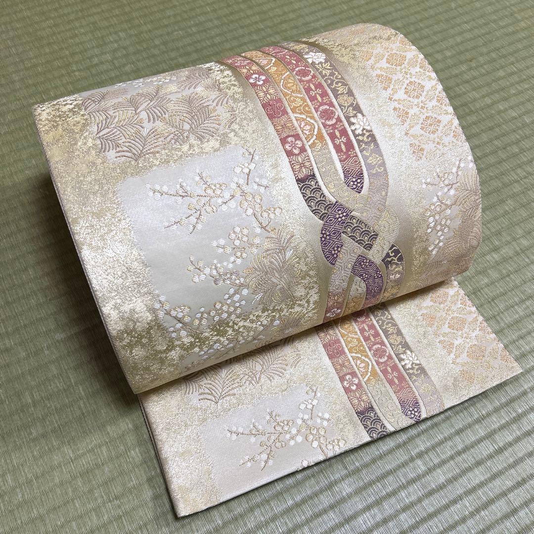 正絹　袋帯　【吉祥菱束ね】