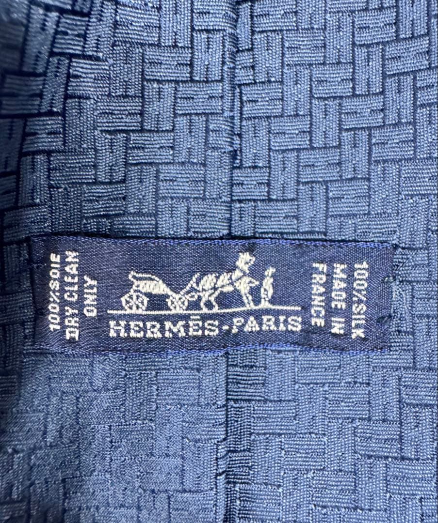 美品 エルメス ネイビー ネクタイ