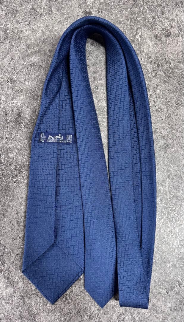 美品 エルメス ネイビー ネクタイ