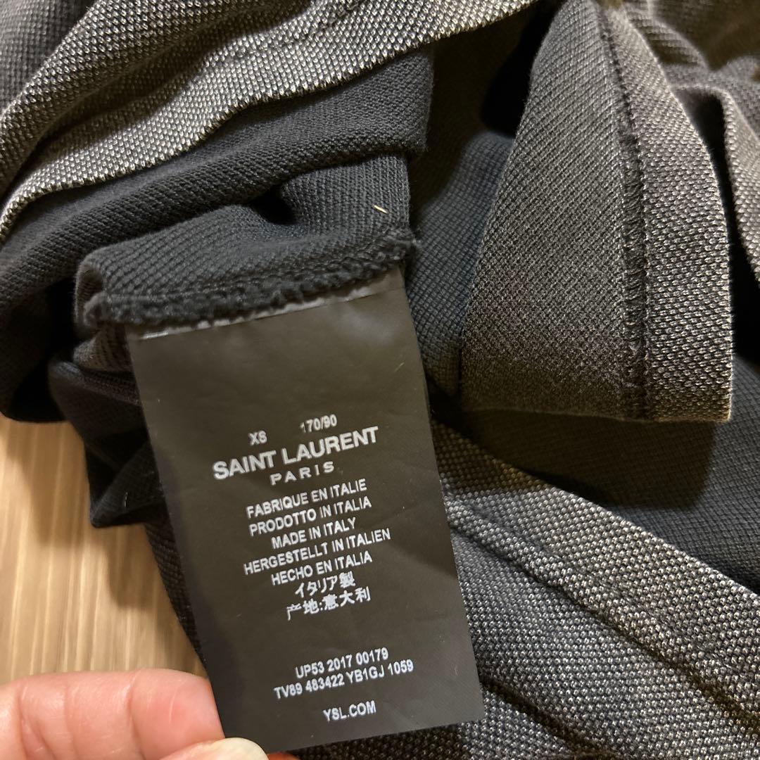値下げSAINT LAURENT ダークグレー ヴィンテージ加工ポロシャツ