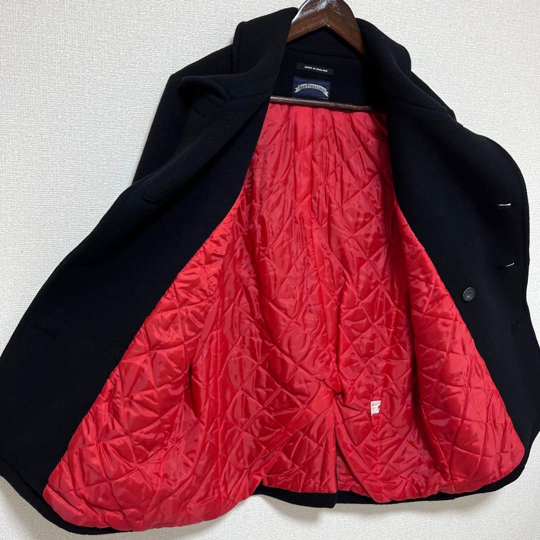 美品 イギリス製 聖林公司 ピーコート ブラック 内側キルティング