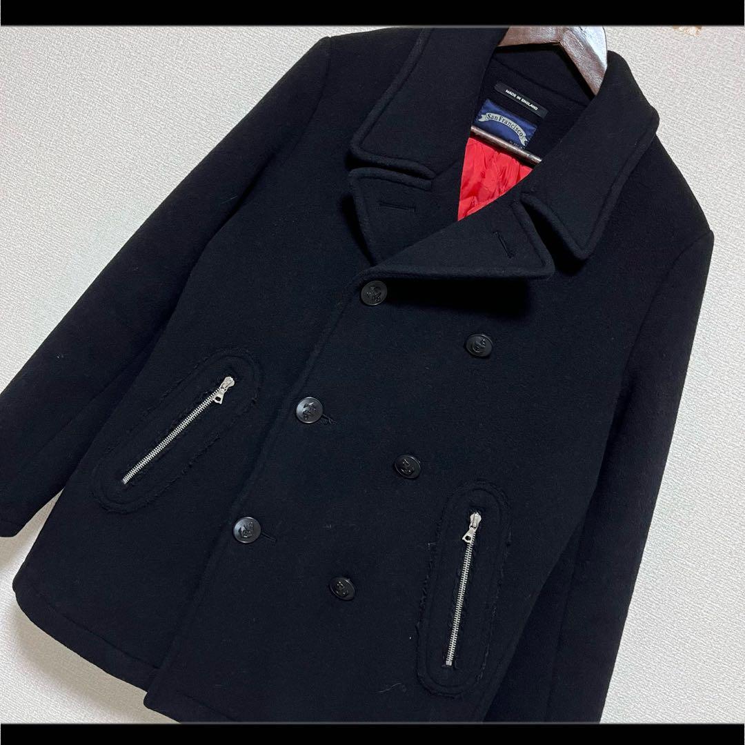美品 イギリス製 聖林公司 ピーコート ブラック 内側キルティング