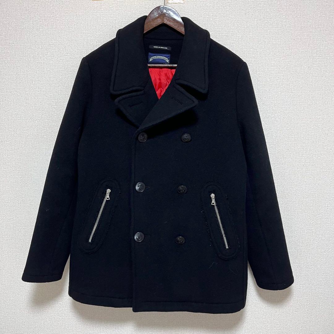 美品 イギリス製 聖林公司 ピーコート ブラック 内側キルティング