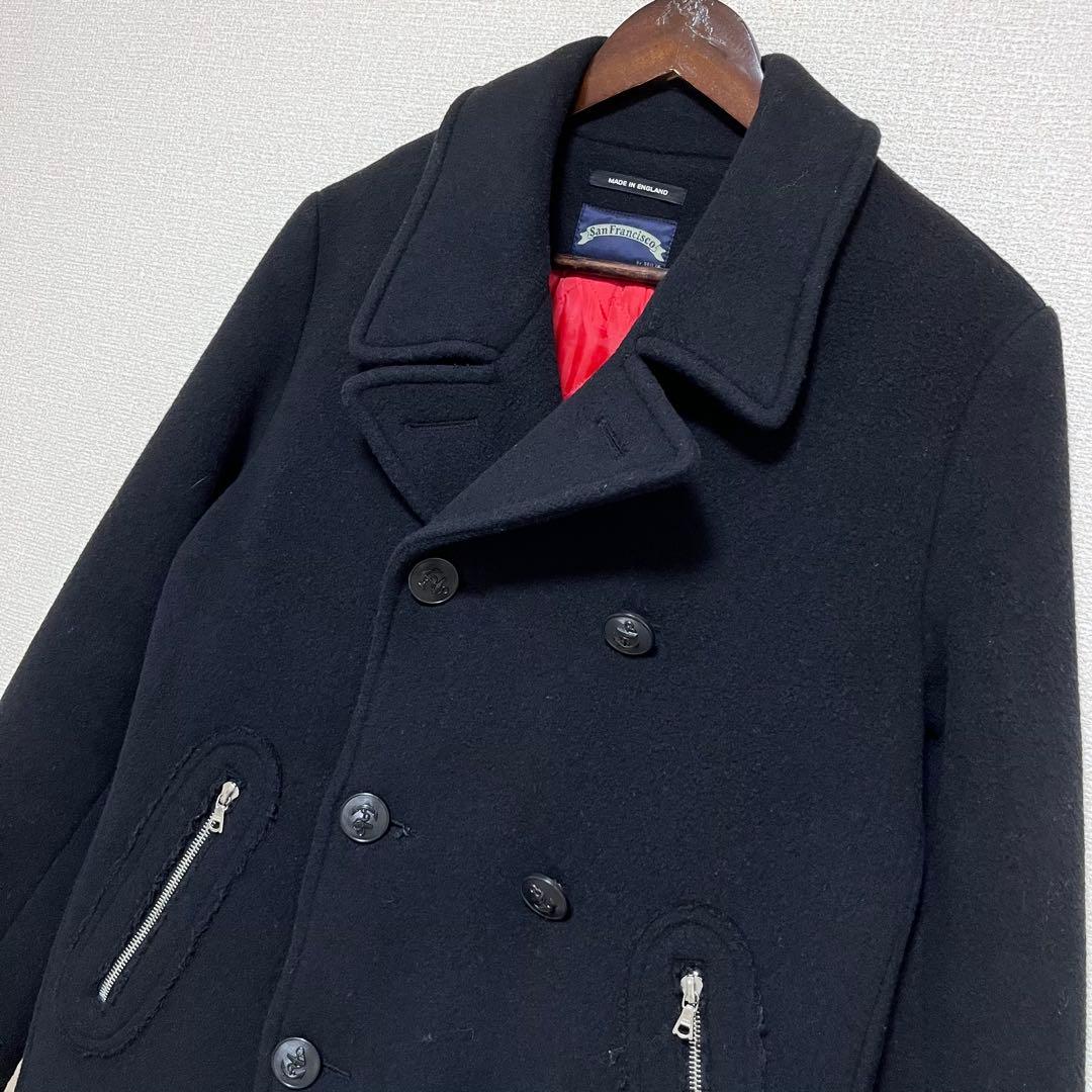 美品 イギリス製 聖林公司 ピーコート ブラック 内側キルティング