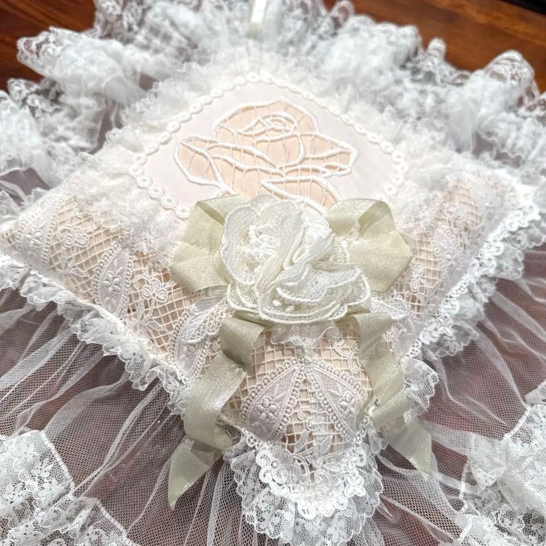 さえら　ヒスクローネ　レース　ミニクッション　ピンク　ローズ