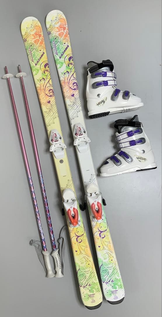 カービングスキー 4点セット　KAZAMA 板152cm／靴23.5cm