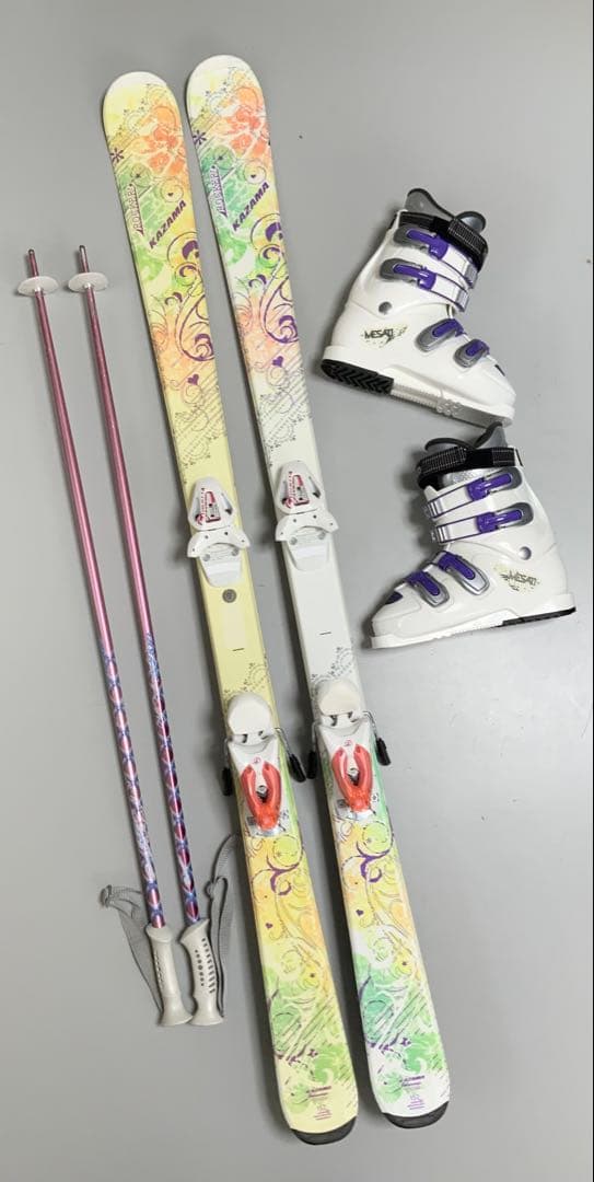 カービングスキー 4点セット　KAZAMA 板152cm／靴23.5cm