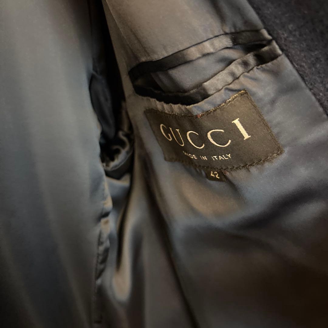 c*。様 グッチ　ネイビー ダブルブレストコート