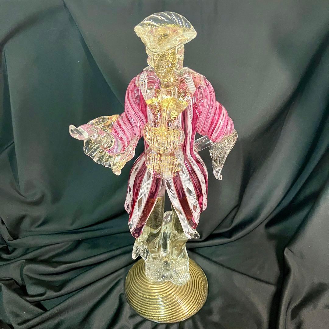 【匿名配送/希少】ベネチアングラス/ムラーノ/金彩/大型フィギュリン/工芸品