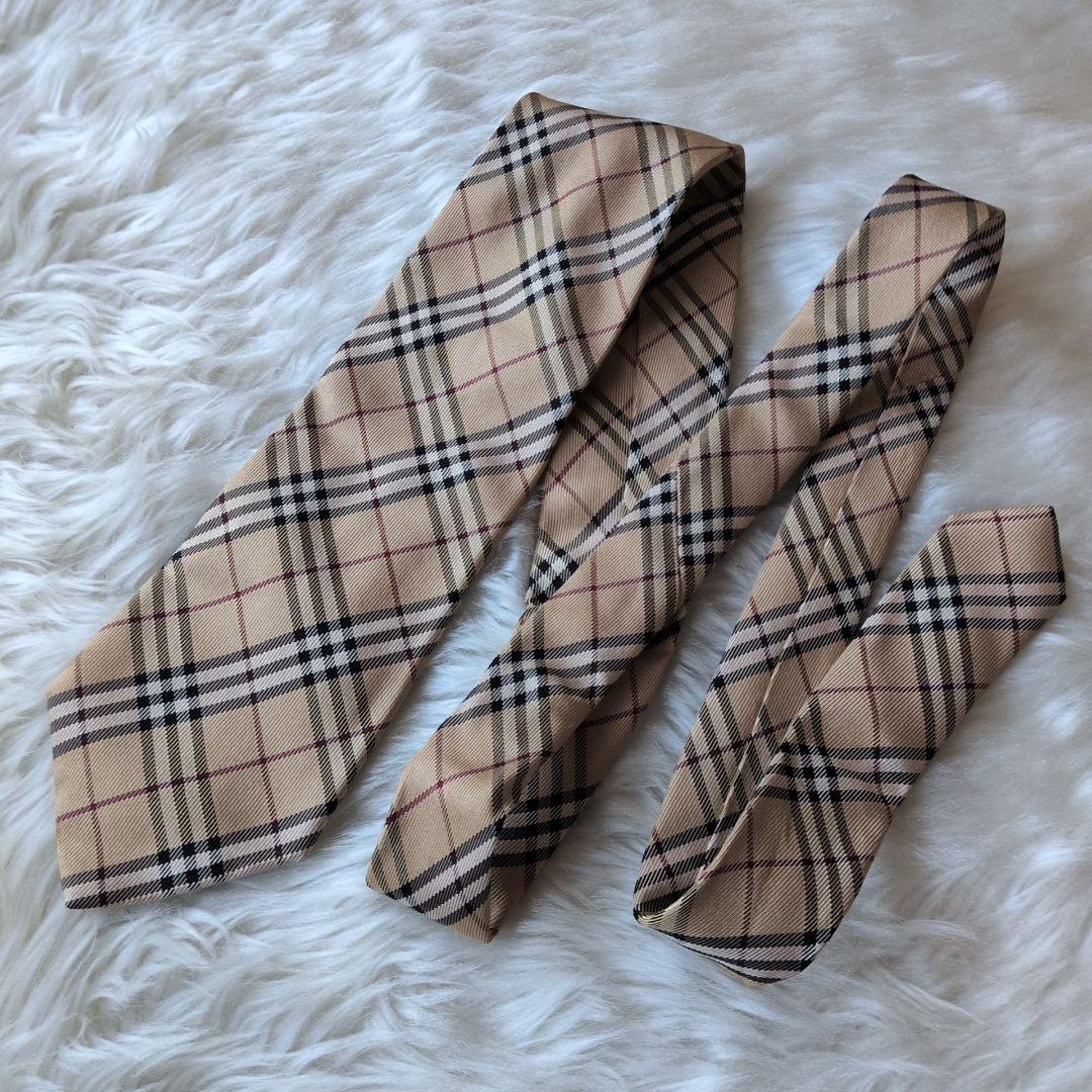 ✨ノバチェック✨バーバリーロンドン★ネクタイ★ベージュ★極美品★BURBERRY