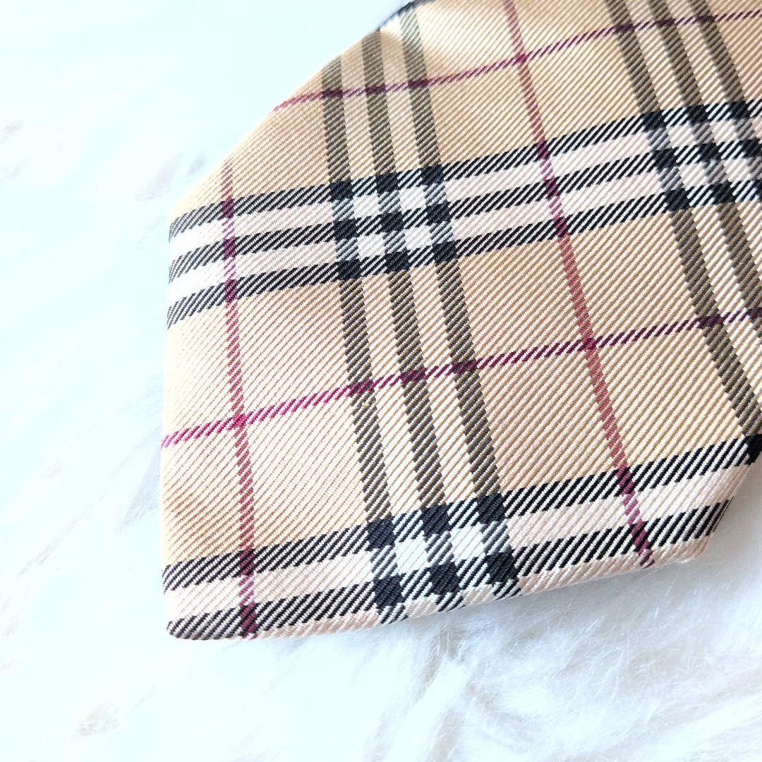 ✨ノバチェック✨バーバリーロンドン★ネクタイ★ベージュ★極美品★BURBERRY