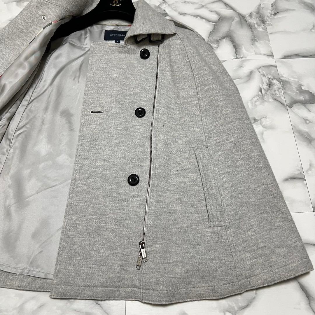 【美品】バーバリーロンドン　ケープコート　ポンチョ　ウール　Aライン　フリー