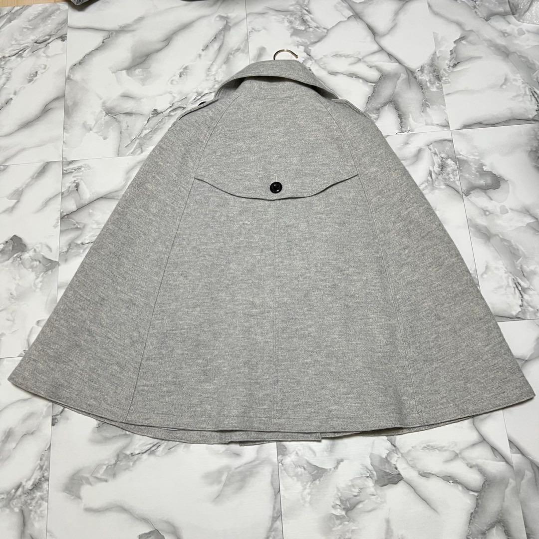 【美品】バーバリーロンドン　ケープコート　ポンチョ　ウール　Aライン　フリー