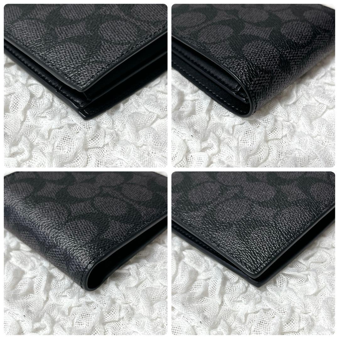 新品未使用✨COACH 二つ折り財布 ブラック モノグラム　コーチ　小銭入れ付き
