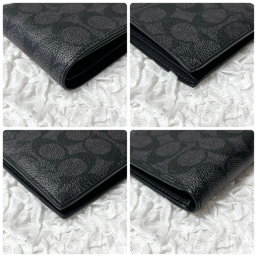 新品未使用✨COACH 二つ折り財布 ブラック モノグラム　コーチ　小銭入れ付き