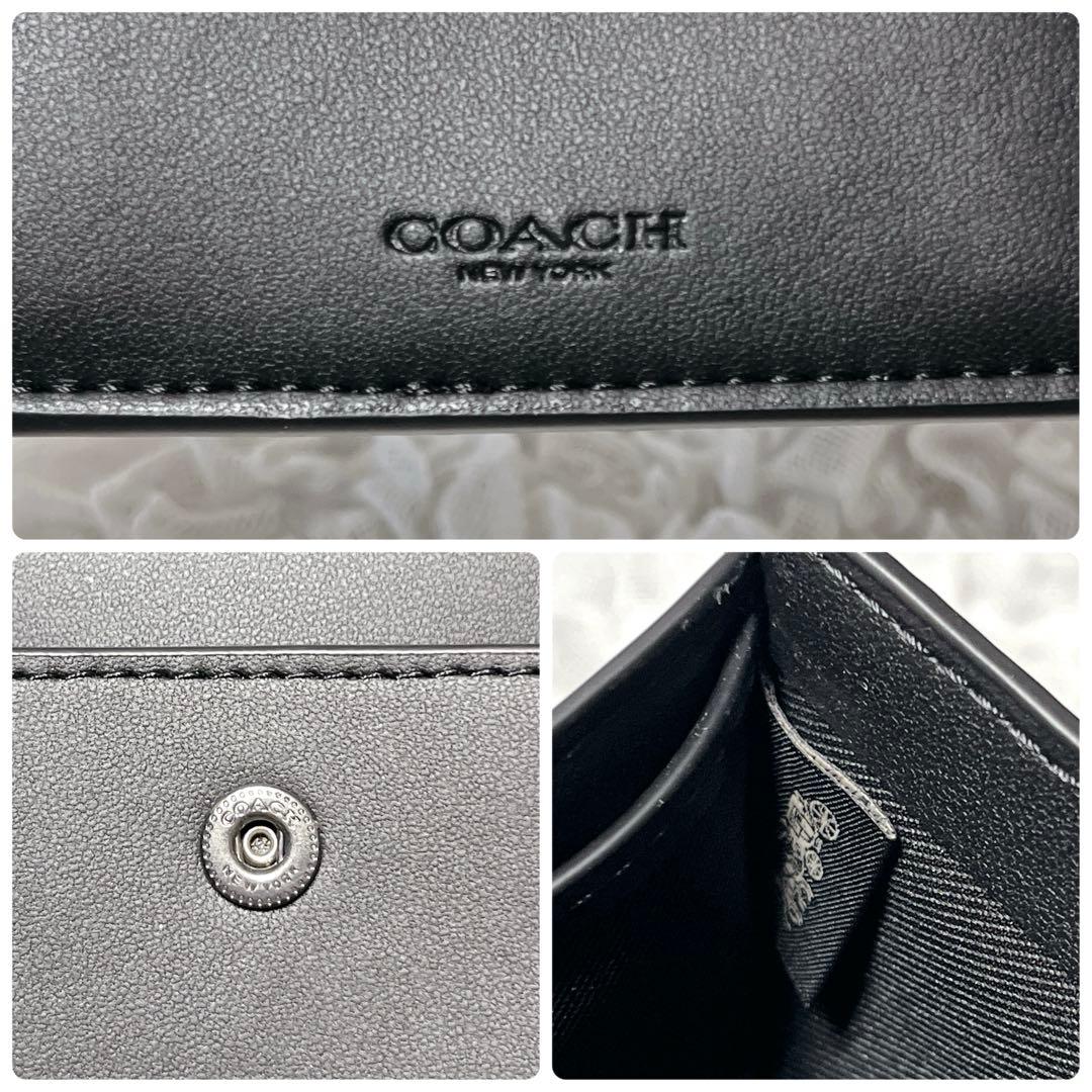 新品未使用✨COACH 二つ折り財布 ブラック モノグラム　コーチ　小銭入れ付き