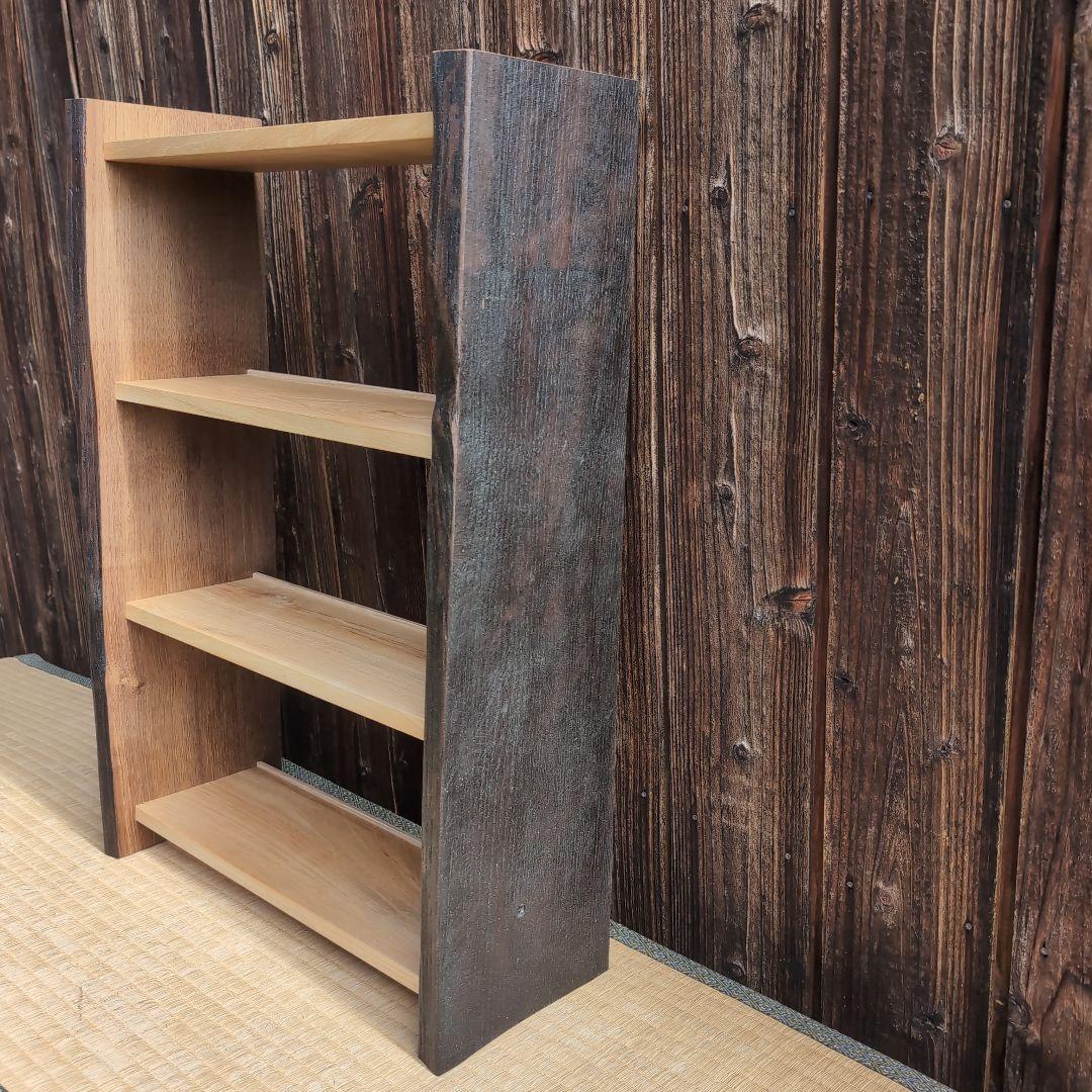 古材リメイク　栗の文庫本ラック３段　オープンシェルフ　無垢の家具